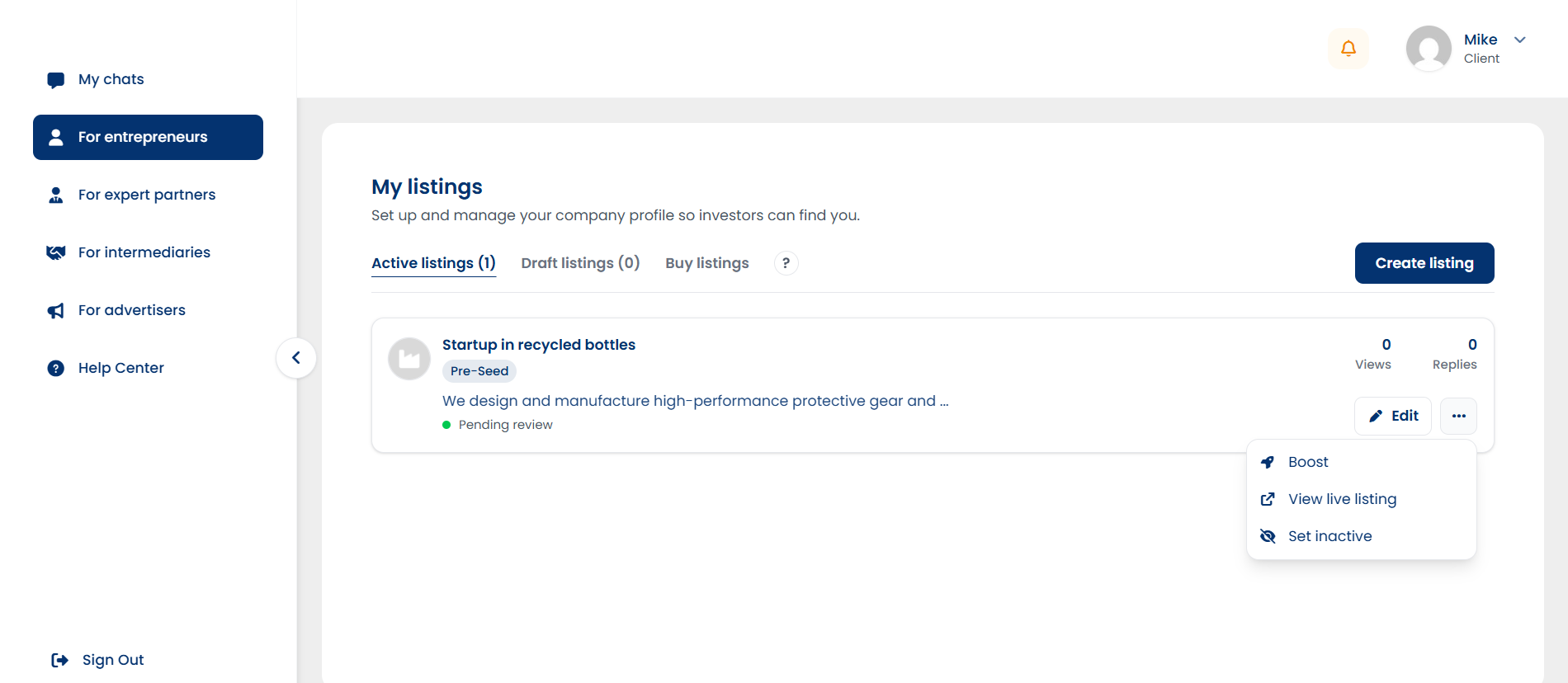 Platform Dashboard Preview